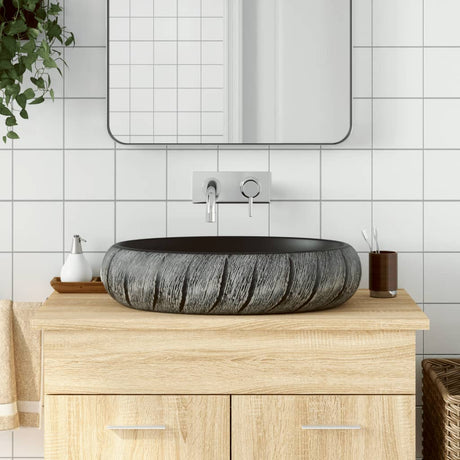 Vidaxx bordplade vask oval 59x40x15 cm keramik sort og grå