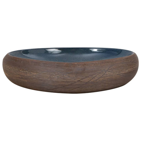 Vidaxx bordplade vask oval 59x40x15 cm keramik brun og blå