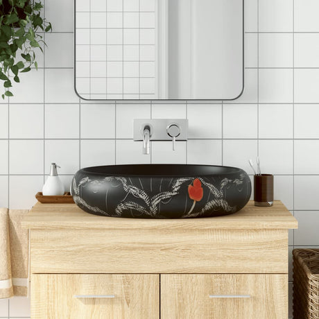 Vidaxx bordplade vask oval 59x40x15 cm keramisk sort