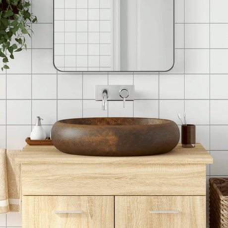Vidaxx bordplade vask oval 59x40x15 cm keramisk brun