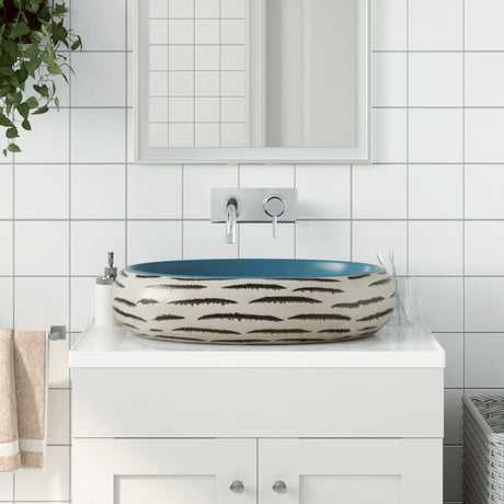 Vidaxx bordplade vask oval 59x40x15 cm keramik flerfarvet