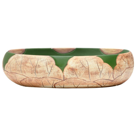 Vidaxx bordplade vask oval 59x40x15 cm keramik grøn og brun