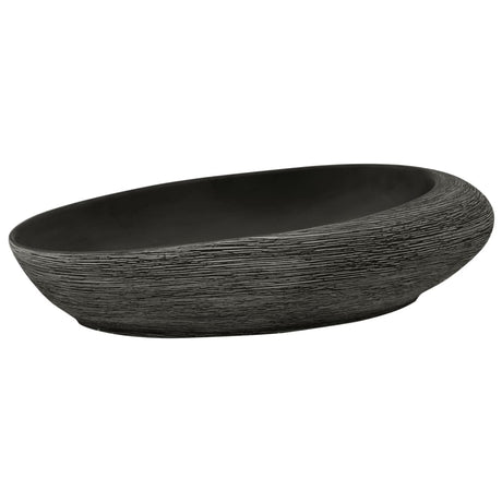 Vidaxx bordplade vask oval 59x40x14 cm keramisk grå og sort