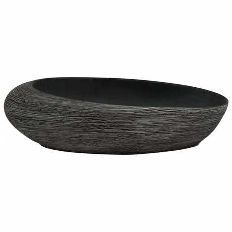 Vidaxx bordplade vask oval 59x40x14 cm keramisk grå og sort