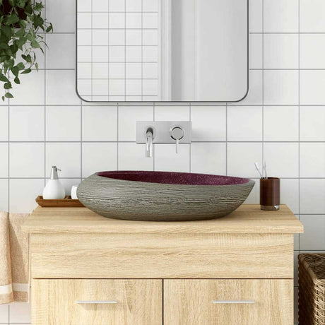 Vidaxx bordplade vask oval 59x40x14 cm keramik lilla og grå