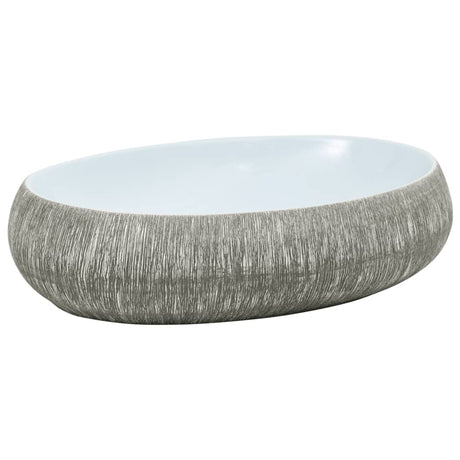 Vidaxx bordplade vask oval 59x40x15 cm keramik grå og blå