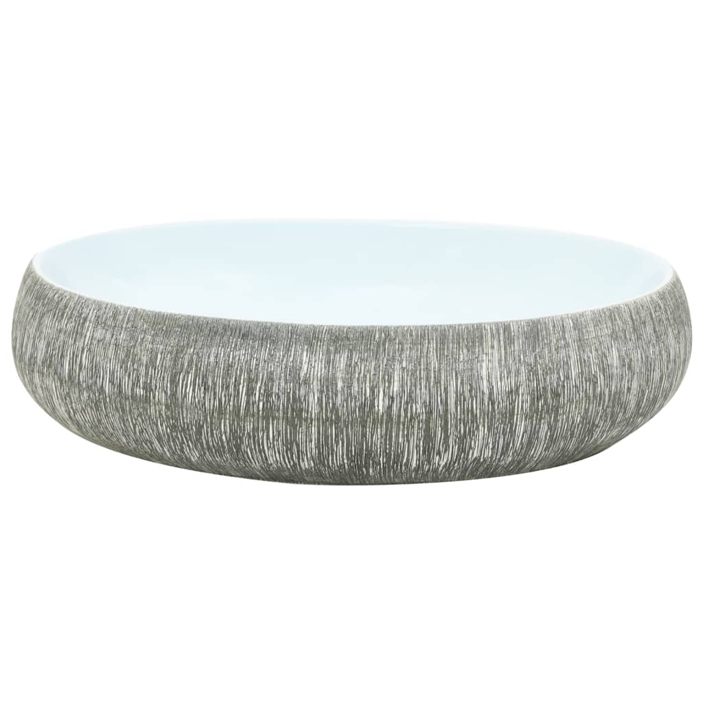 Vidaxx bordplade vask oval 59x40x15 cm keramik grå og blå