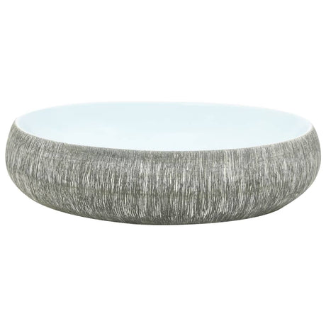 Vidaxx bordplade vask oval 59x40x15 cm keramik grå og blå