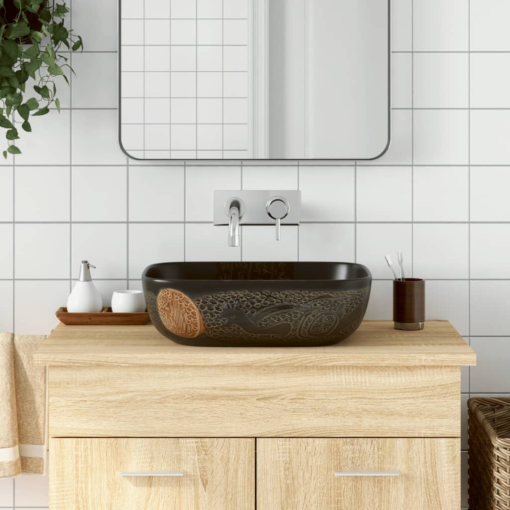 Vidaxx overflademonteret vask rektangulær 48x37,5x13,5 cm keramik sort