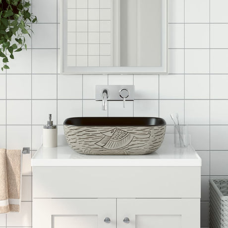 Vidaxx overflademonteret vask rektangulær 48x37,5x13,5 cm keramik grå og sort