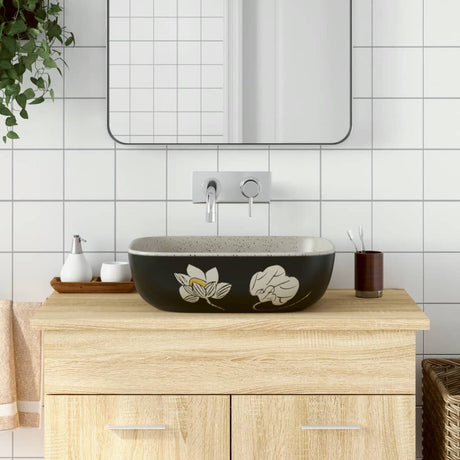 Vidaxx overflademonteret vask rektangulær 48x37,5x13,5 cm keramik grå og sort