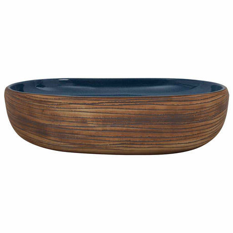 Vidaxx bordplade vask oval 59x40x14 cm keramik brun og blå