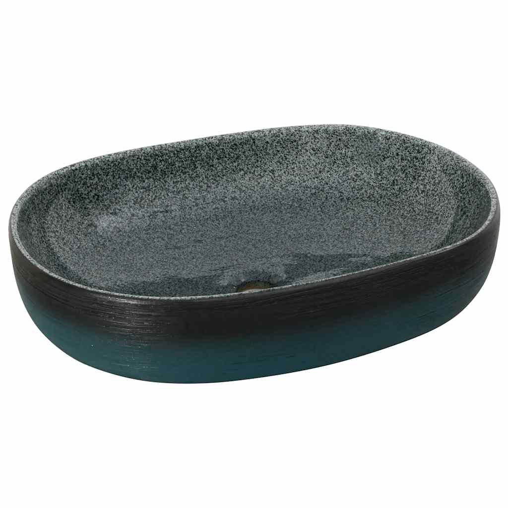 Vidaxx bordplade vask oval 59x40x14 cm keramik turkis