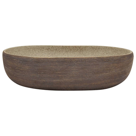 Vidaxx bordplade vask oval 59x40x14 cm keramik sandfarvet og brun