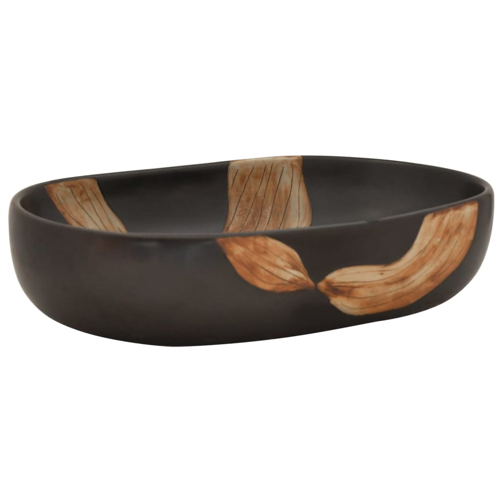 Vidaxx bordplade vask oval 59x40x14 cm keramisk sort