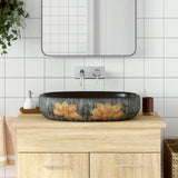 Vidaxx bordplade vask oval 59x40x14 cm keramisk grå og sort