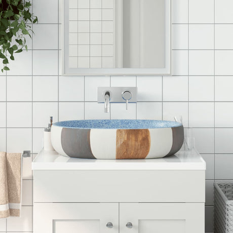 Vidaxx bordplade vask oval 59x40x14 cm keramik flerfarvet