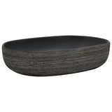 Vidaxx bordplade vask oval 59x40x14 cm keramisk grå og sort