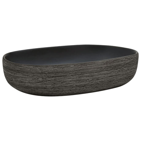 Vidaxx bordplade vask oval 59x40x14 cm keramisk grå og sort