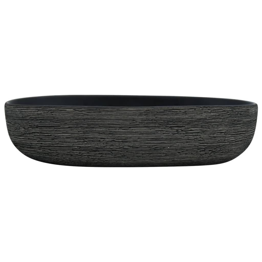 Vidaxx bordplade vask oval 59x40x14 cm keramisk grå og sort
