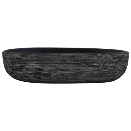 Vidaxx bordplade vask oval 59x40x14 cm keramisk grå og sort