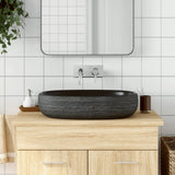 Vidaxx bordplade vask oval 59x40x14 cm keramisk grå og sort
