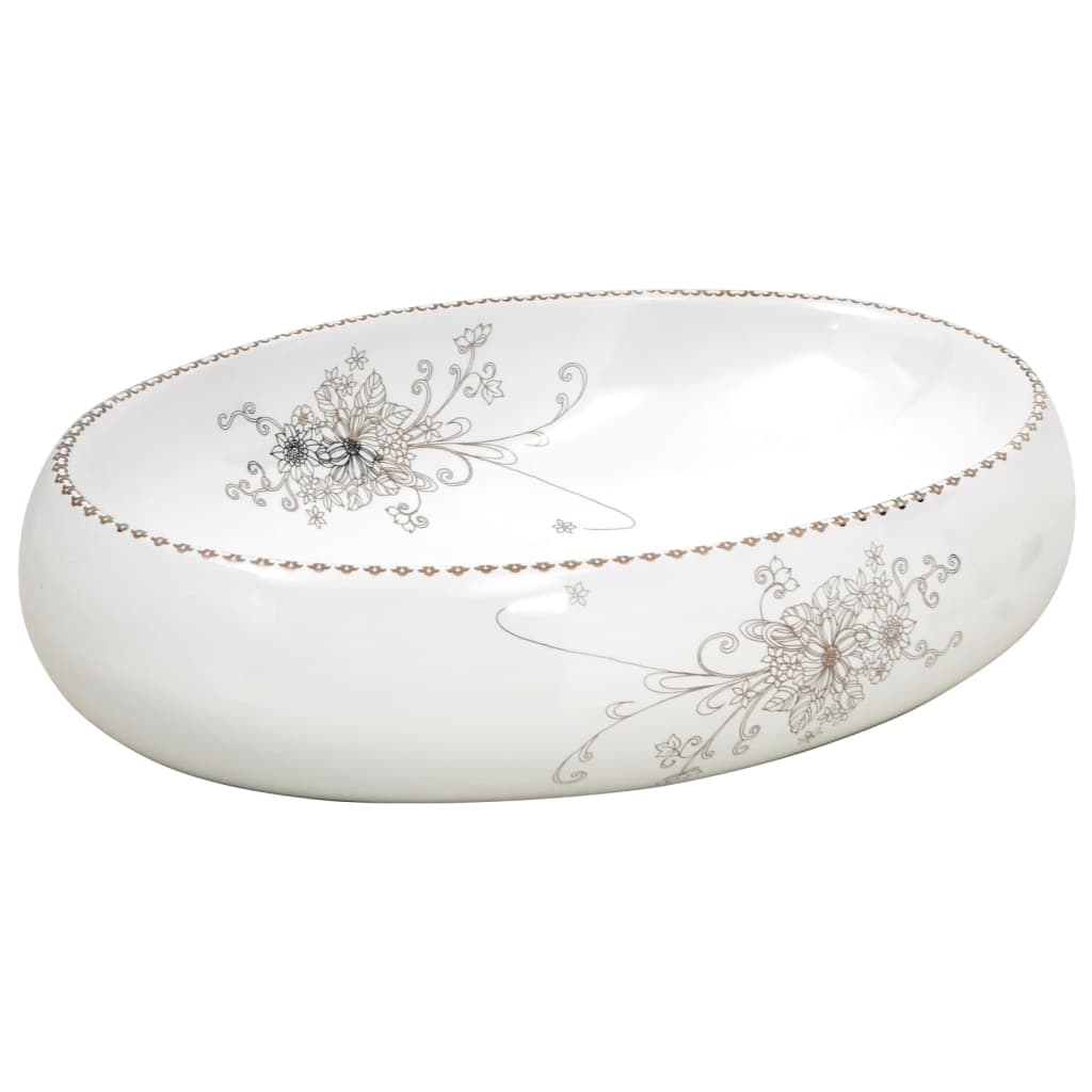 Vidaxx bordplade vask oval 59x40x15 cm keramik hvid