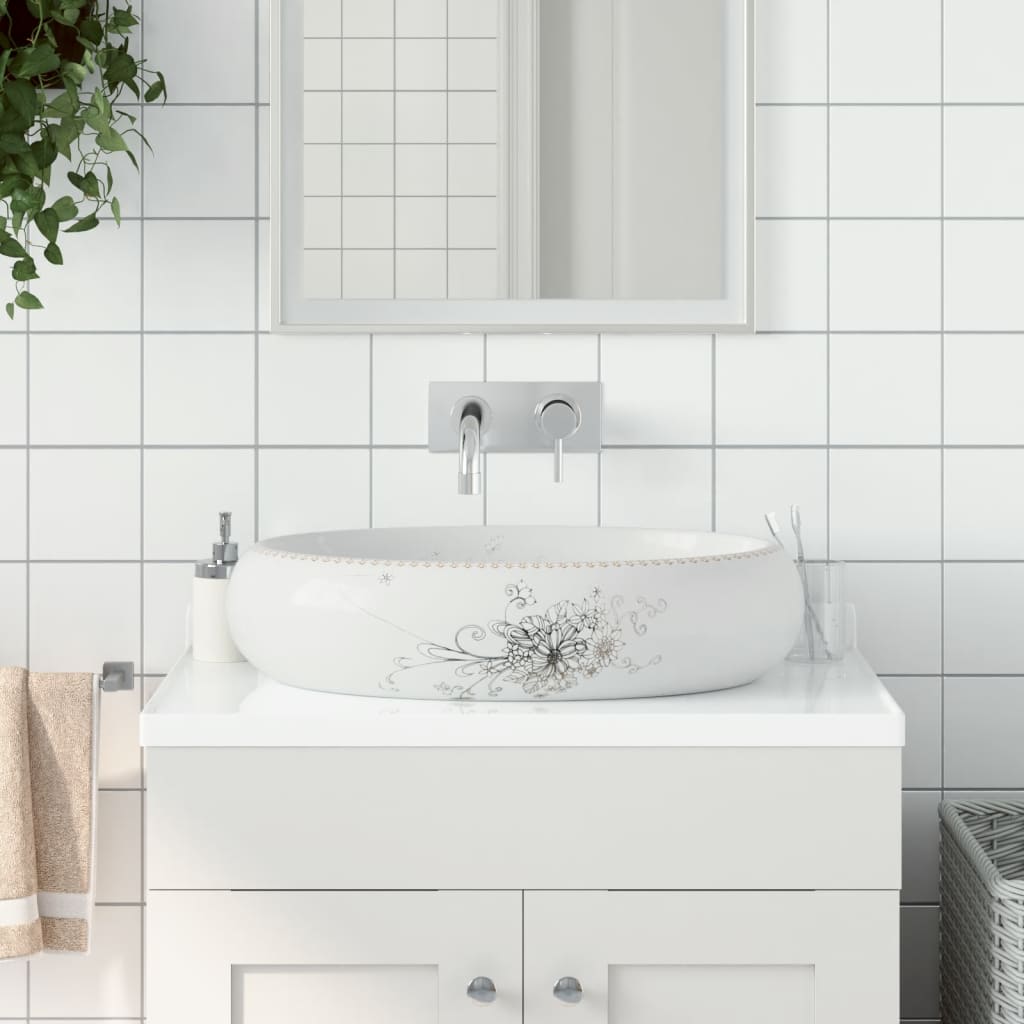 Vidaxx bordplade vask oval 59x40x15 cm keramik hvid