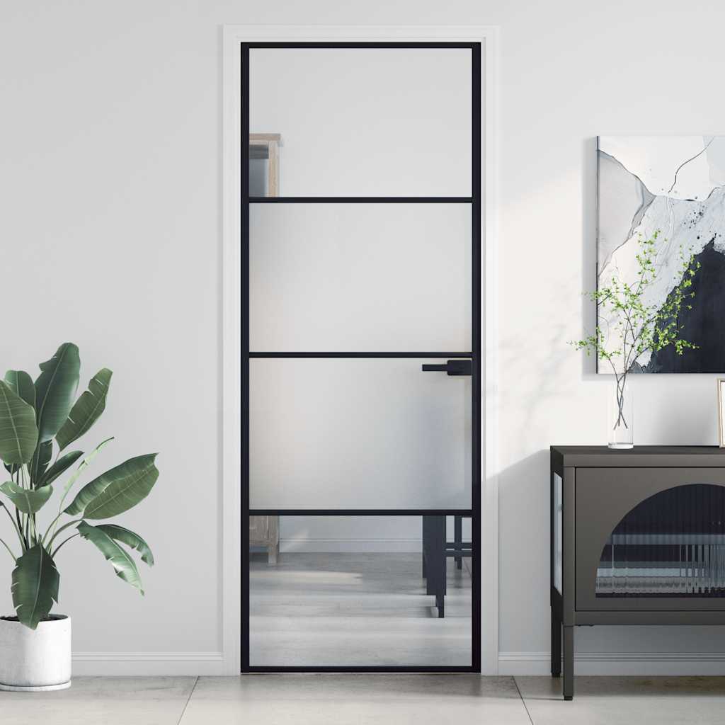 Vidaxx indvendig dør smal 76x201,5 cm hærdet glas og aluminium sort