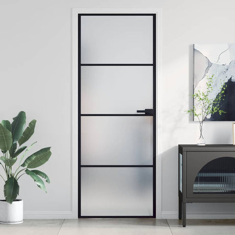 Vidaxx indvendig dør smal 76x201,5 cm hærdet glas og aluminium sort