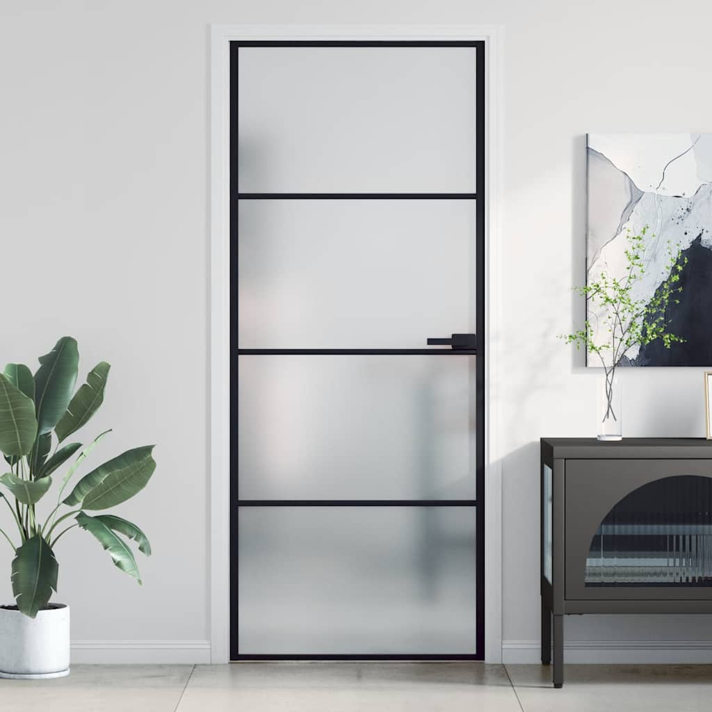 Vidaxx indvendig dør smal 83x201,5 cm hærdet glas og aluminium sort