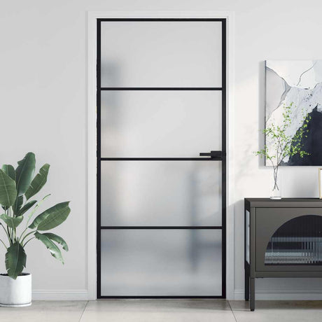 Vidaxx indvendig dør smal 93x201,5 cm hærdet glas og aluminium sort