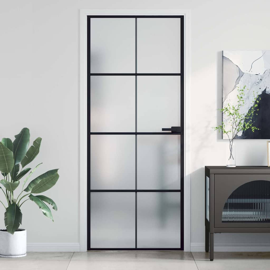 Vidaxx indvendig dør smal 83x201,5 cm hærdet glas og aluminium sort