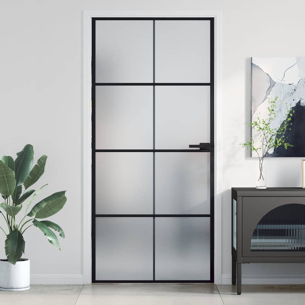 Vidaxx indvendig dør smal 93x201,5 cm hærdet glas og aluminium sort