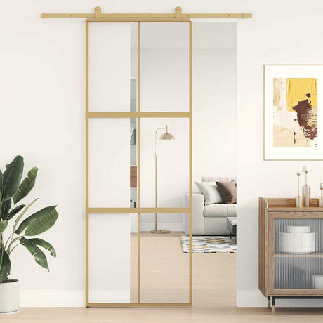Vidaxx skydedør 76x205 cm klart ESG glas og guldfarvet aluminium