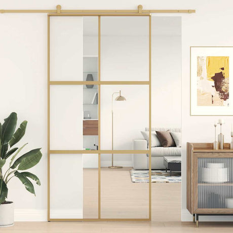 Vidaxx skydedør 102,5x205 cm klart ESG glas og aluminium guld farve