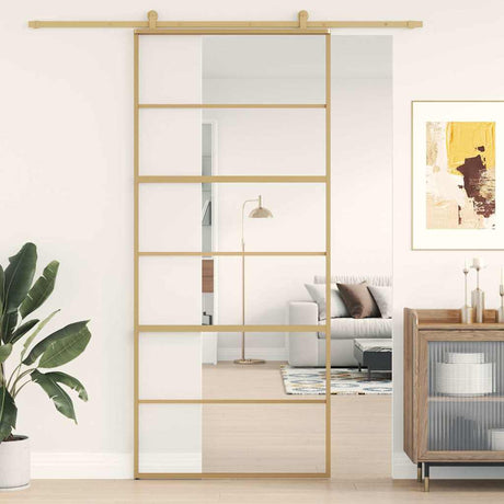 Vidaxx skydedør 90x205 cm klart ESG glas og alu guldfarvet