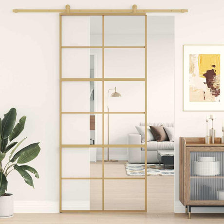 Vidaxx skydedør 90x205 cm klart ESG glas og alu guldfarvet