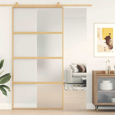 Vidaxx skydedør 102,5x205 cm mat ESG glas og aluminium guldfarvet