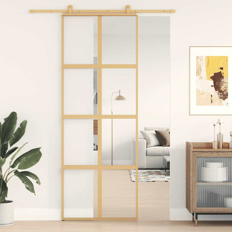 Vidaxx skydedør 76x205 cm klart ESG glas og guldfarvet aluminium