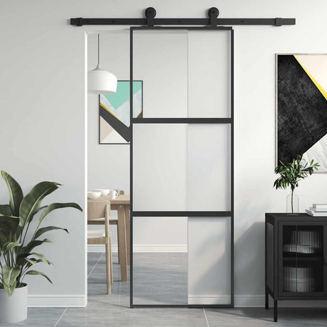 Vidaxx skydedør 76x205 cm hærdet glas og alu sort