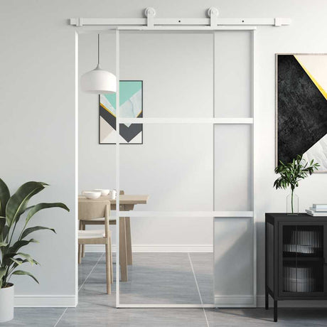 Vidaxx skydedør 102,5x205 cm hærdet glas og alu hvid