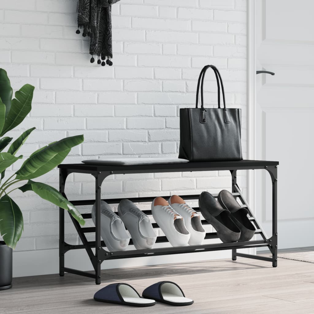 Vidaxl Shoe Rack 90x30x45 cm forarbejdet træ sort