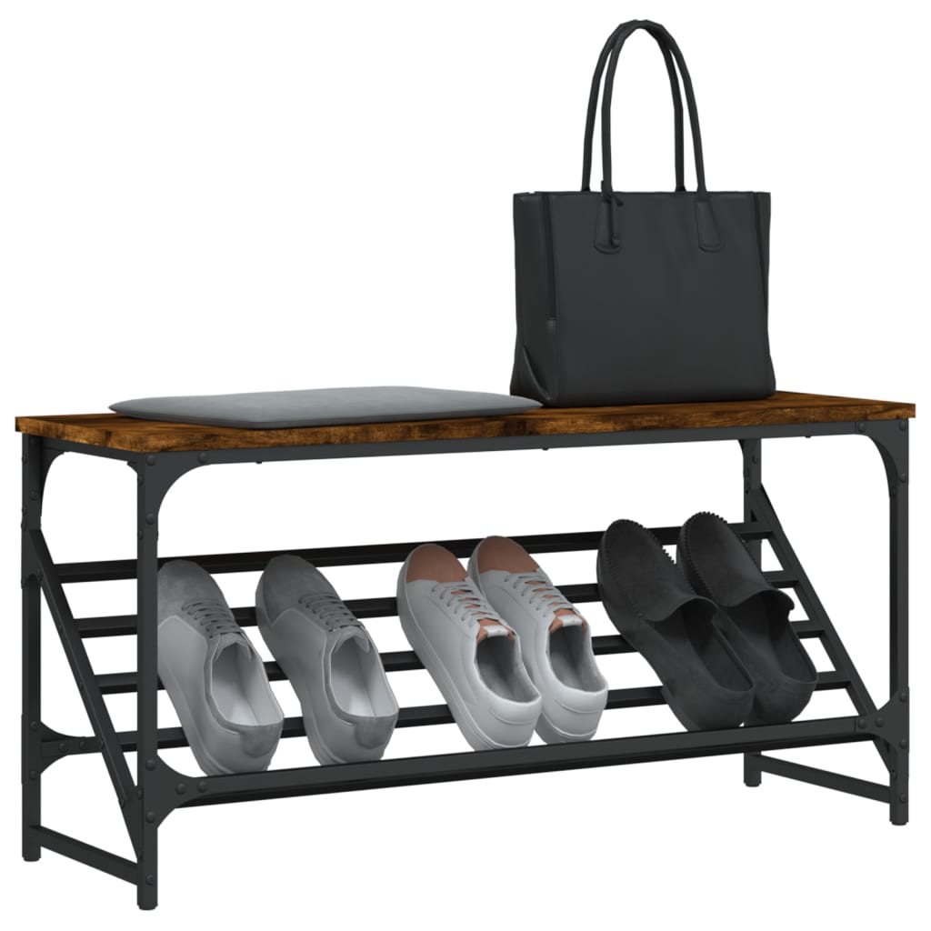 Vidaxl Shoe Rack 90x30x45 cm forarbejdet træ røget eg farvet