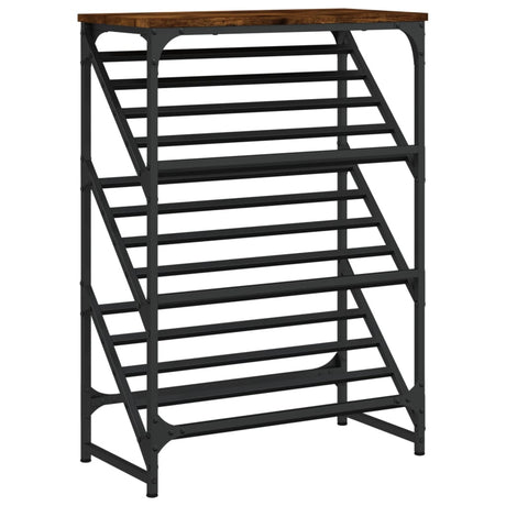 Vidaxl Shoe Rack 60x30x85 cm Forarbejdet træ Røget eg Farvet
