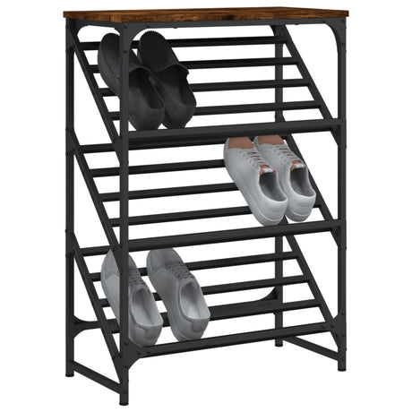 Vidaxl Shoe Rack 60x30x85 cm Forarbejdet træ Røget eg Farvet