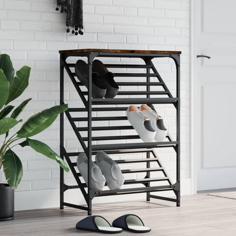 Vidaxl Shoe Rack 60x30x85 cm Forarbejdet træ Røget eg Farvet