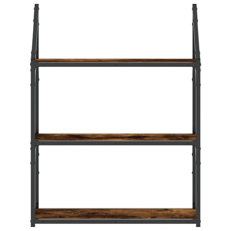 Vidaxl wandrek 3-laags 60x21x78,5 cm bewerkt hout gerookt eikenkleurig