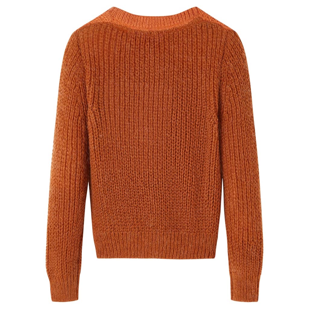 VidaXL Børnetrøje strikket 128 cognac farvet