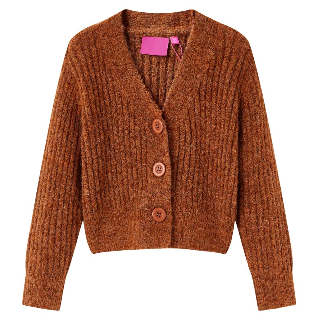VidaXL børne cardigan strikket 92 cognac farvet